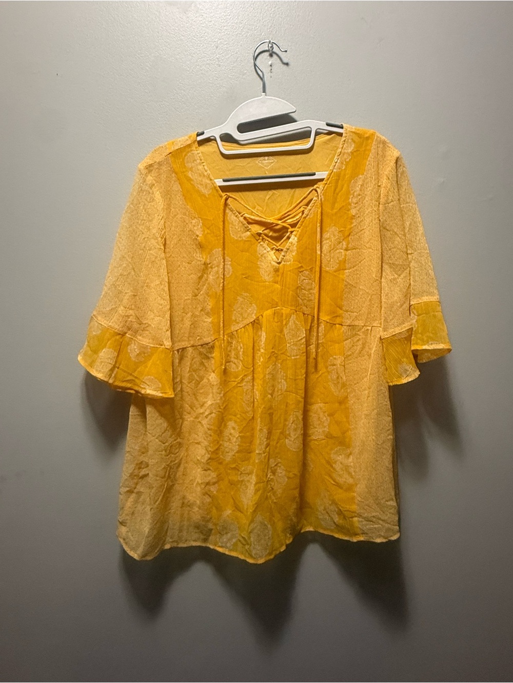 Lace-Up Floral Peasant Top